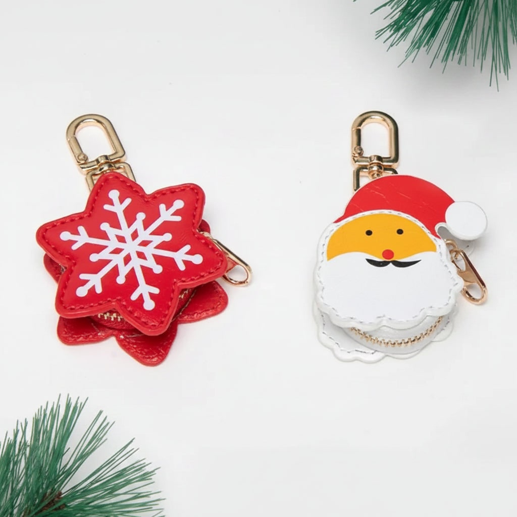 Halloween Coin Purse Keychain with Key Holder and Zippered Faux Leather Pouch
