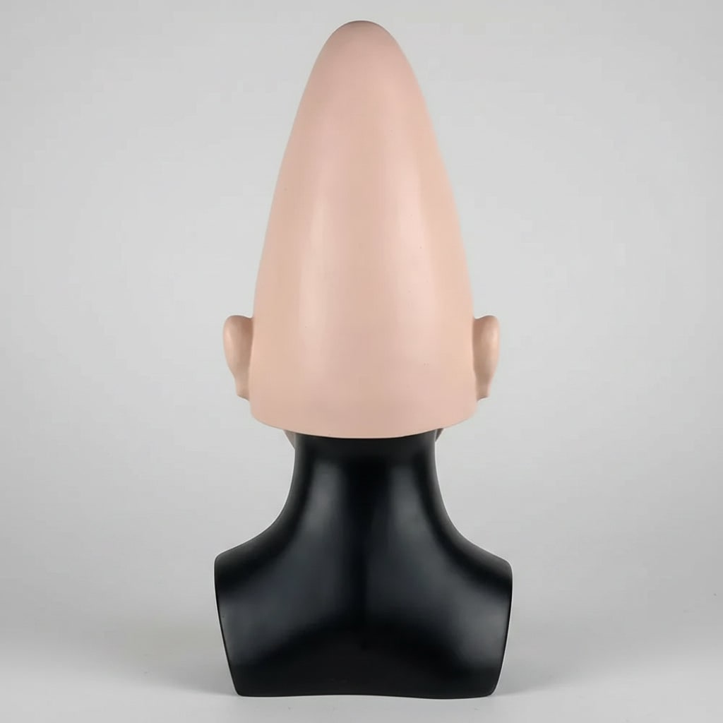 Halloween Conehead Costume Mask with Creepy Molded Ears and Forehead Wrinkles Latex Headpiece