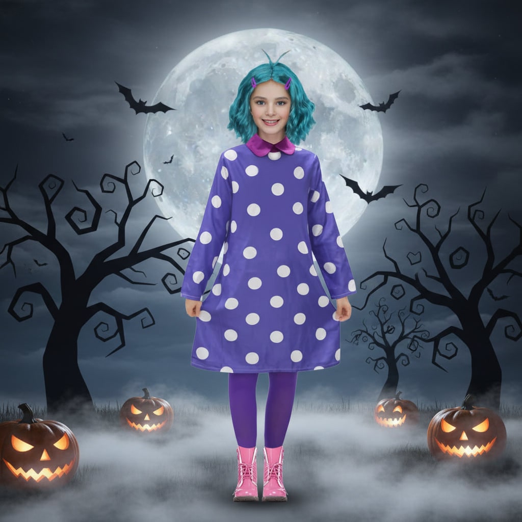 Halloween Cosplay Costume Character Dress with Polka Dot Pattern flying boy Collar