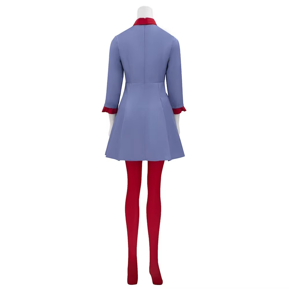 Halloween Cosplay Costume Outfit Anime Dress with Red Bow and Tights for Party Events