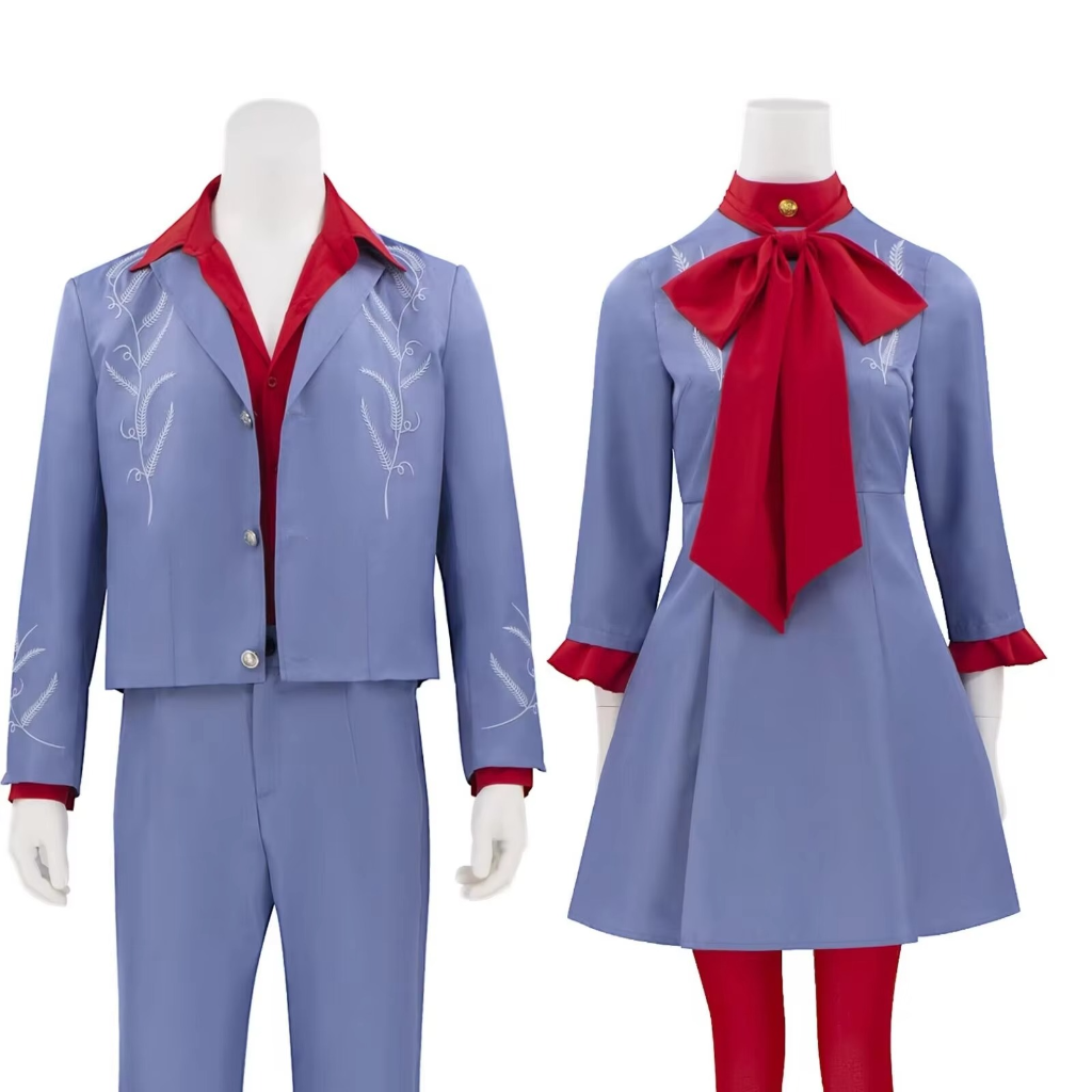 Halloween Cosplay Costume Outfit Anime Dress with Red Bow and Tights for Party Events