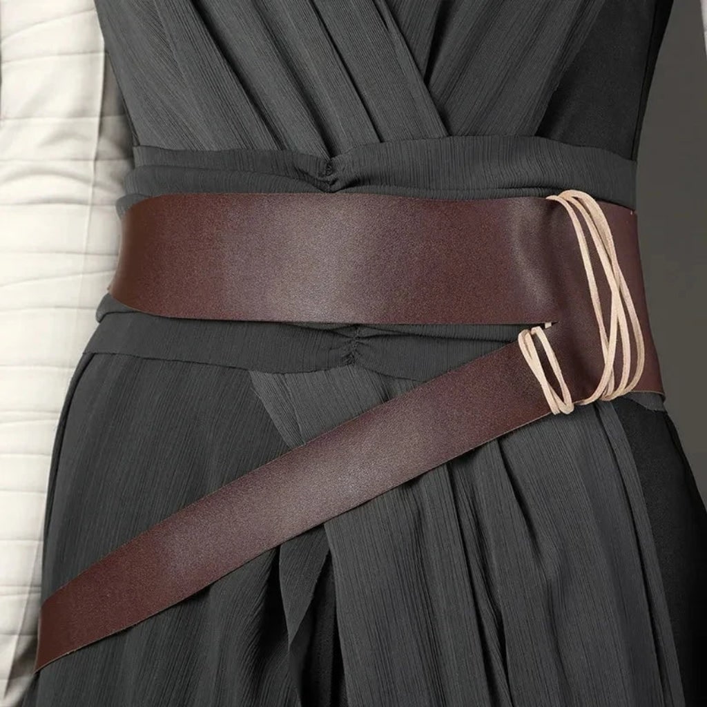 Halloween Cosplay Costume with Draped Tunic Cropped Pants and Faux-Leather Belt