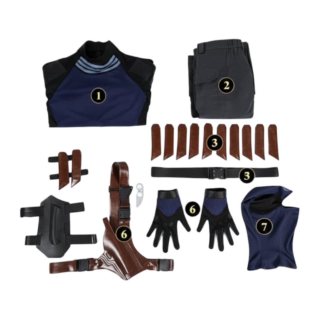 Halloween Cosplay Superhero Costume Set with Tactical Mask Harness and Gloves