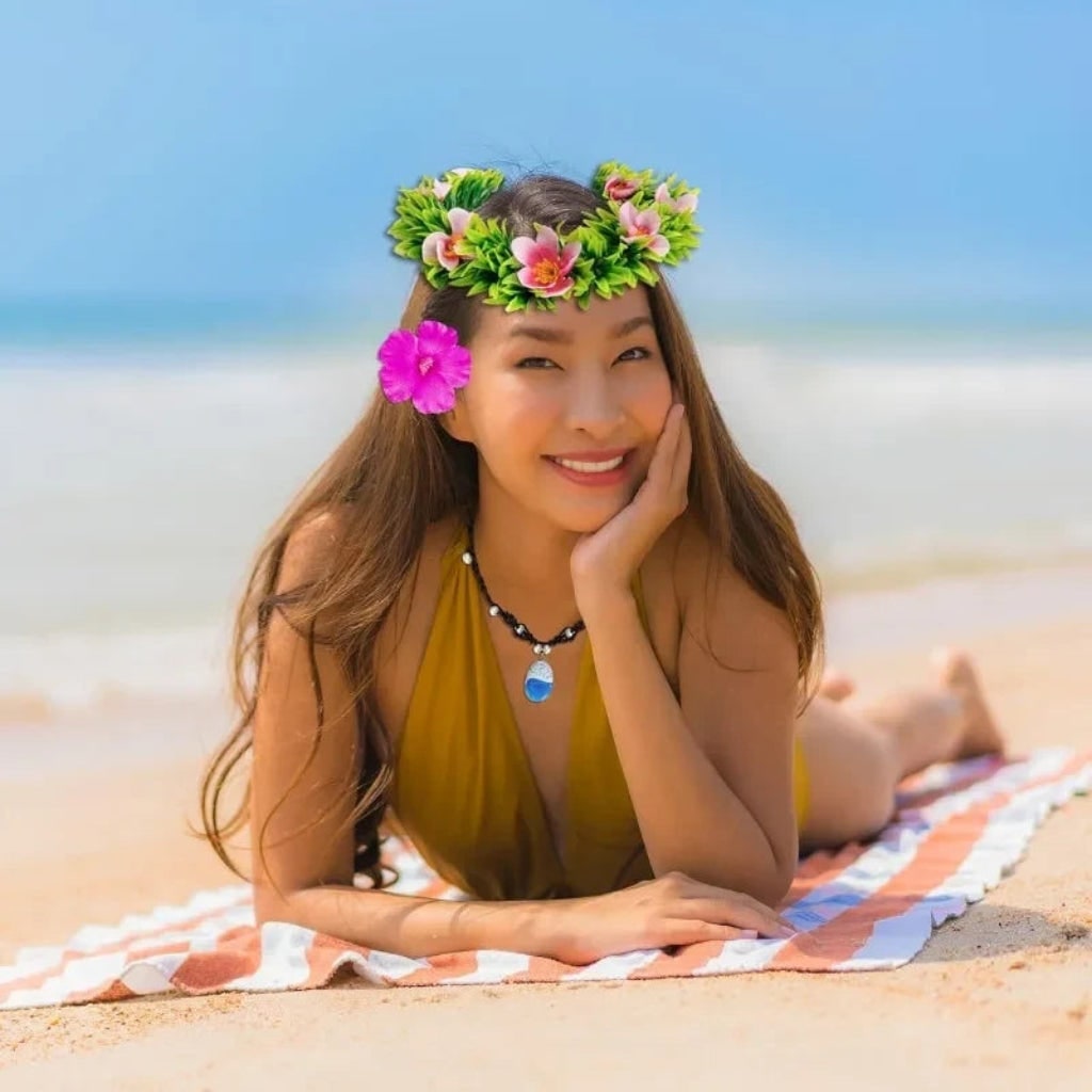 Halloween Costume Accessories Flower Crown and Necklace Set with Tropical and Beads