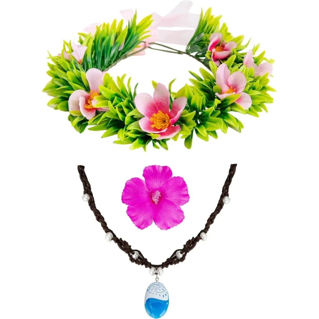Halloween Costume Accessories Flower Crown and Necklace Set with Tropical and Beads