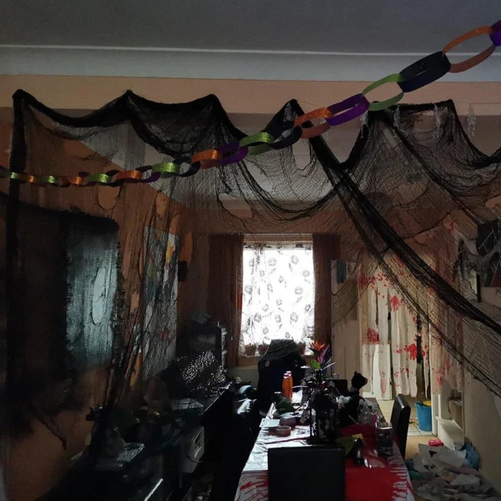 Halloween Creepy Black Gauze Cloth Decoration for Haunted House Party Prop