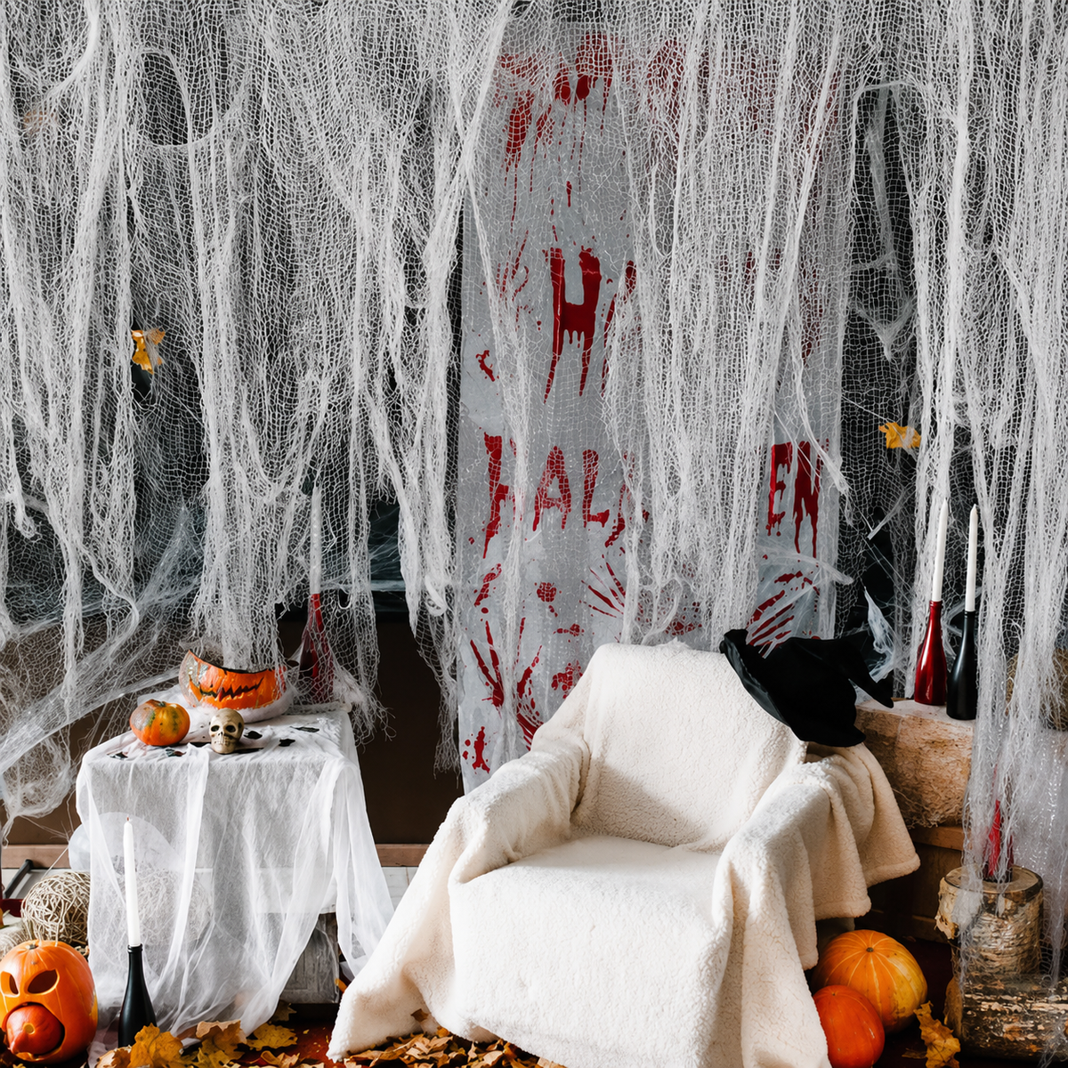 Halloween Creepy Cloth Gauze Stretchable Fabric for Indoor Outdoor Decoration