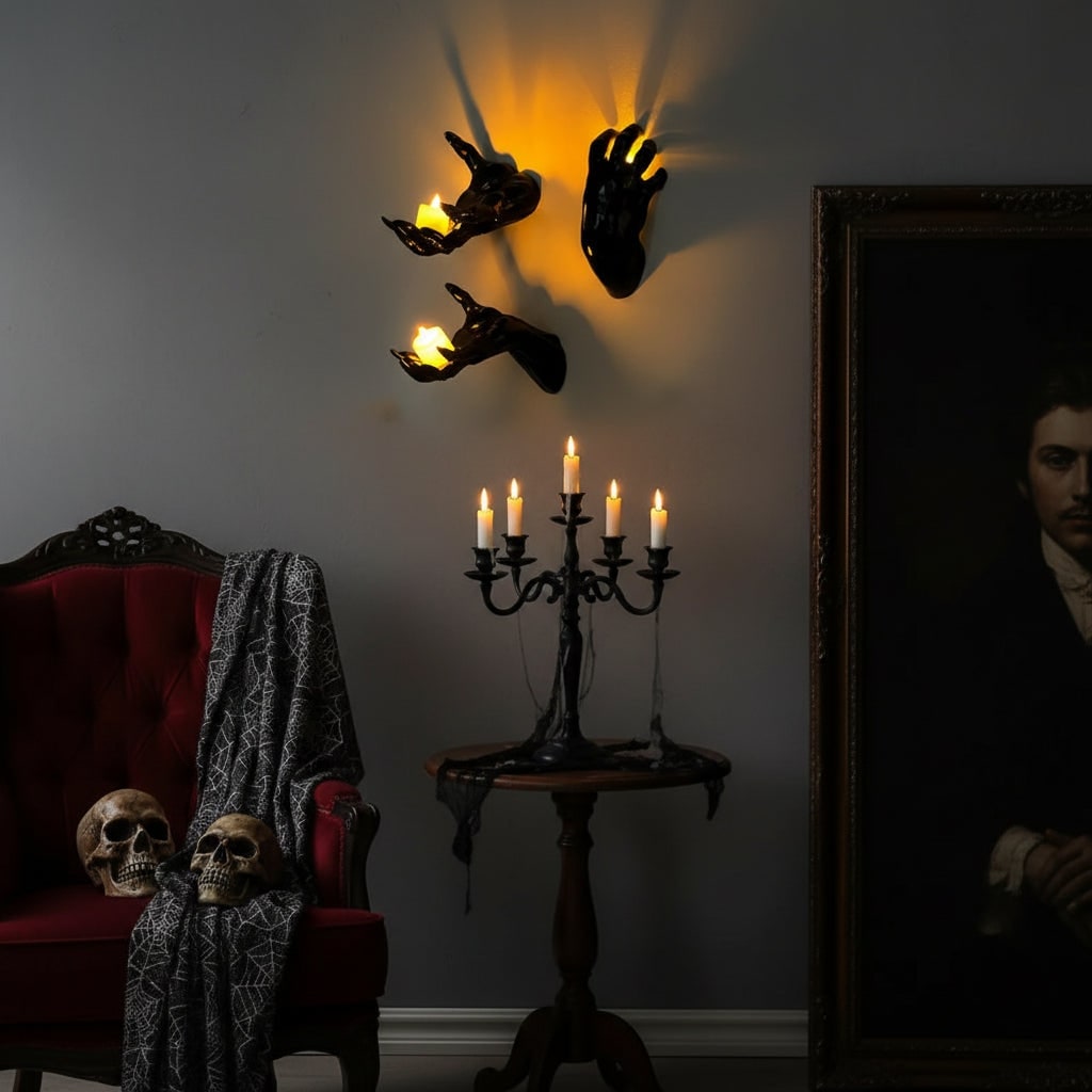 Halloween Creepy Hand Wall Candle Holder and Candlestick Stand for Gothic Decoration