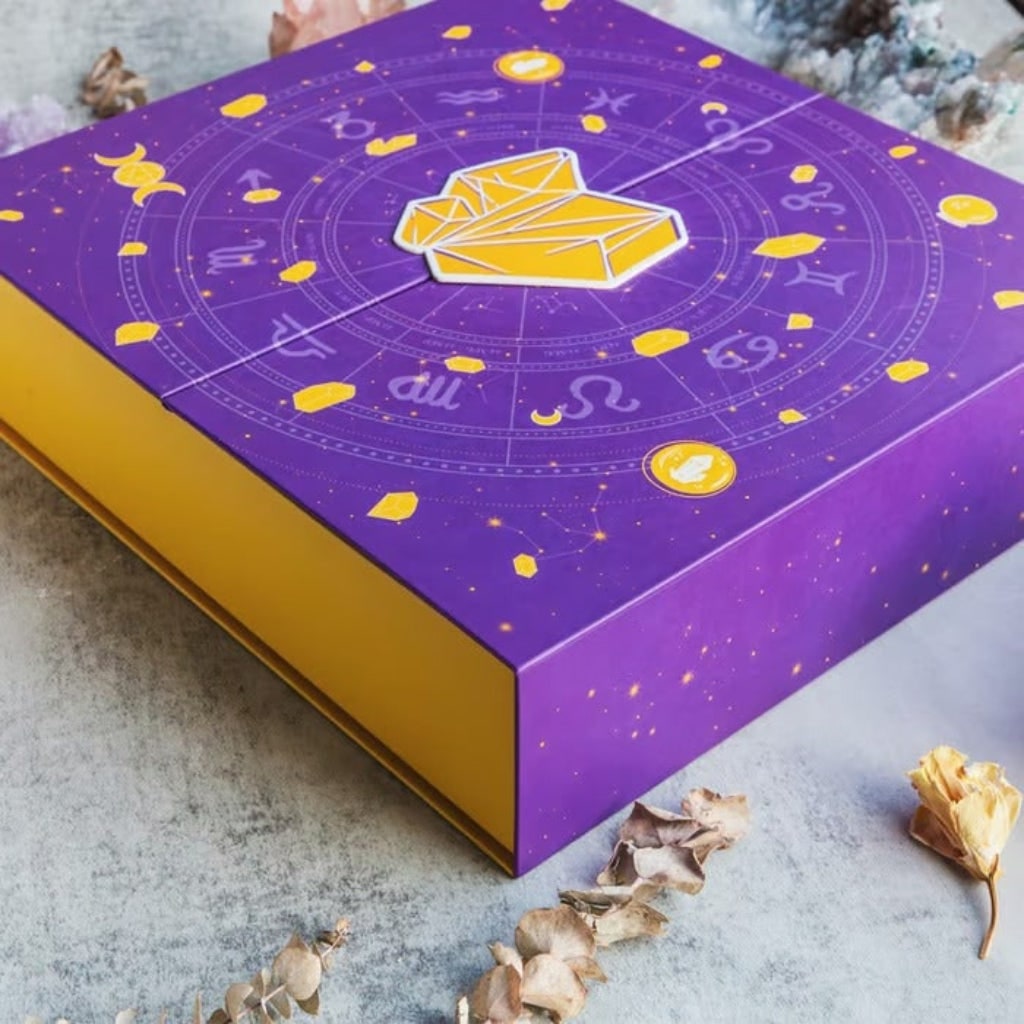 Halloween Crystal Advent Calendar 24 Day Countdown Box with Gemstones and Celestial Decorations