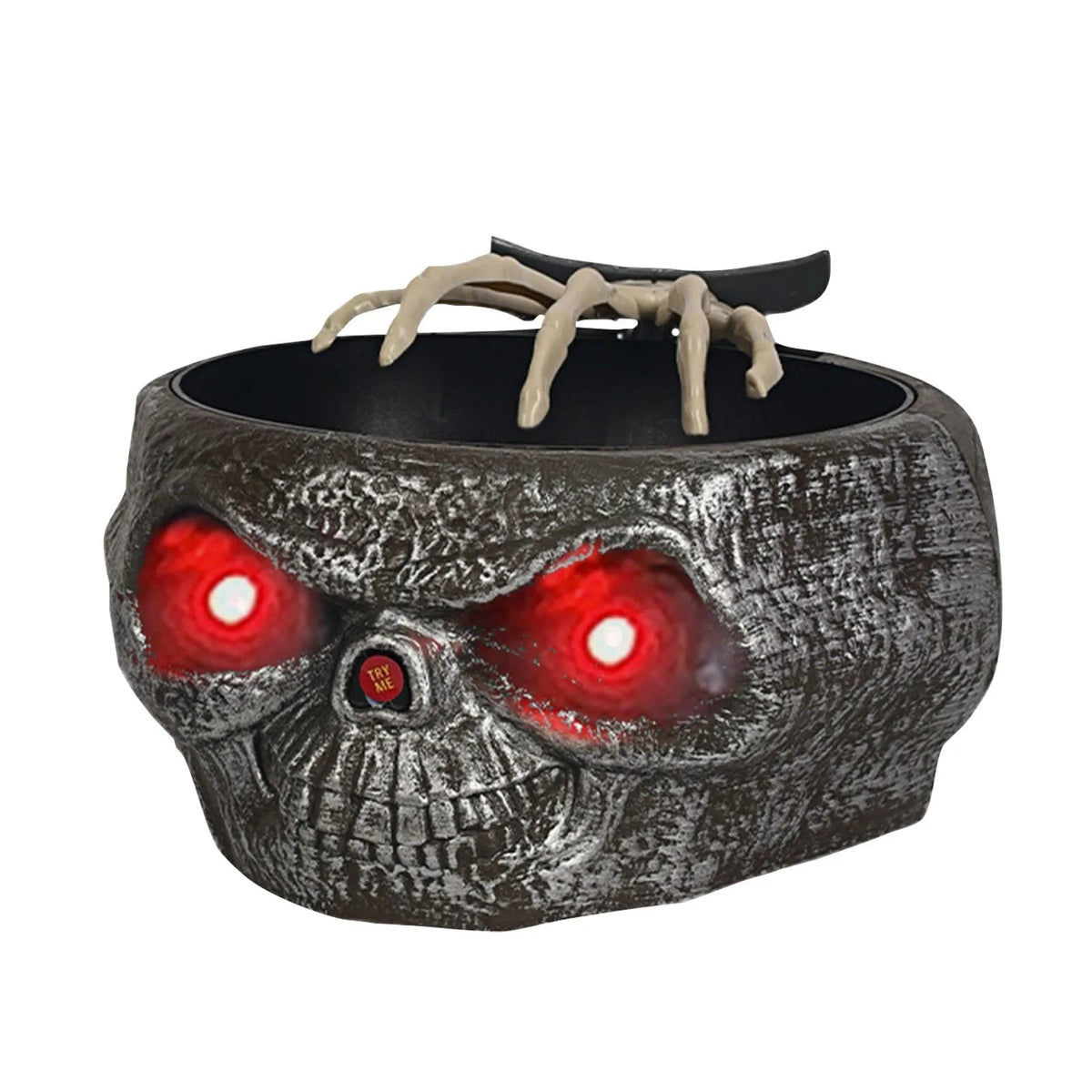 Halloween Decoration Animated Candy Bowl with Motion Sensor LED Eyes and Skeleton Hand for Party