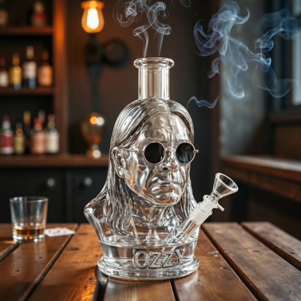 Halloween Decoration Glass Bong Water Pipe with Ozzy Bust Party Centerpiece