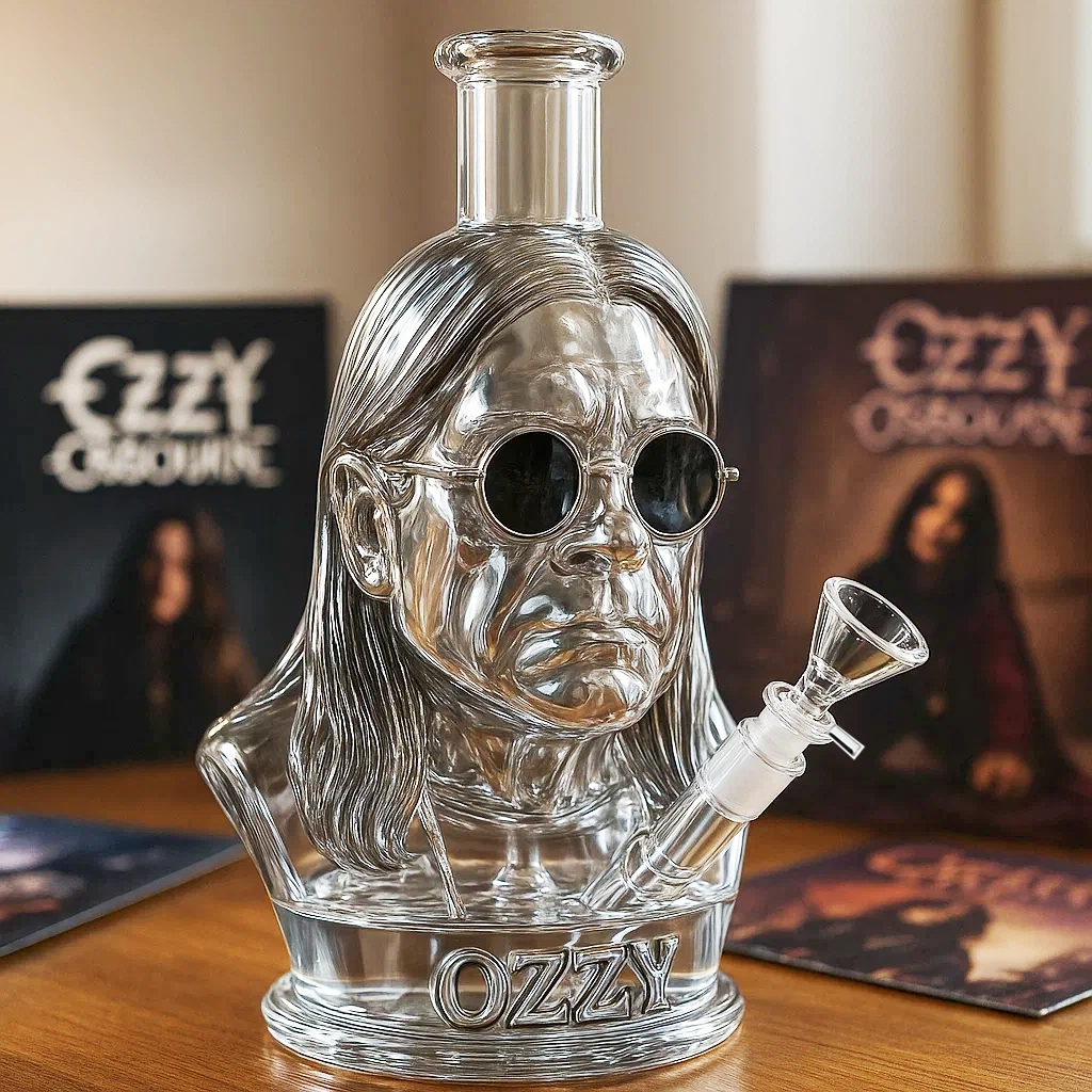 Halloween Decoration Glass Bong Water Pipe with Ozzy Bust Party Centerpiece