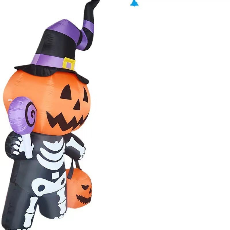 Halloween Decoration Inflatable Jack O Lantern Skeleton with LED Lights for Yard Party Prop