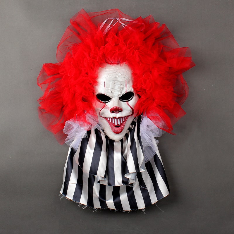 Halloween Decorations Outdoor Door Hanger Scary Clown Wreath Front Decor Lights