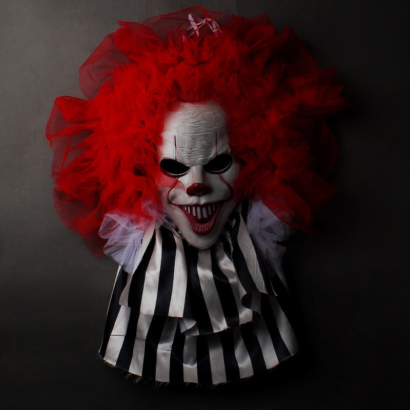 Halloween Decorations Outdoor Door Hanger Scary Clown Wreath Front Decor Lights