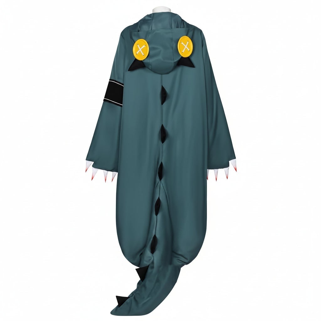 Halloween Dinosaur Cosplay Costume Onesie Jumpsuit with Wig and Shoe Covers for Party