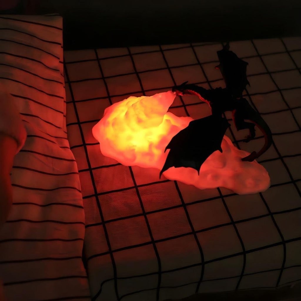 Halloween Dragon Night Light Bedside Table Lamp with LED Fire-Breathing Effect and Design