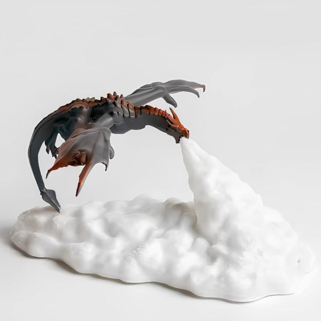 Halloween Dragon Night Light Lamp with LED Flame Effect for Bedside Table Bedroom Decoration
