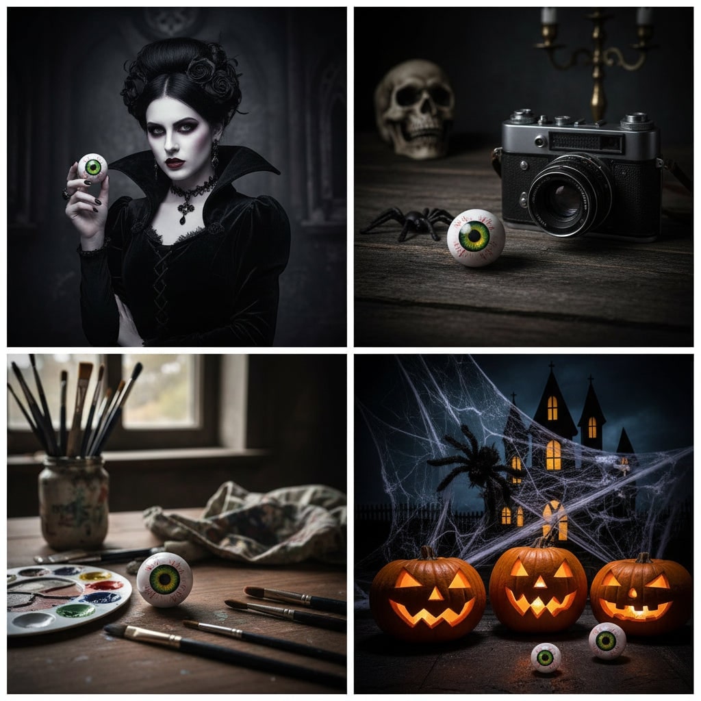 Halloween Eyeball Decor with Witch and Pink Porch Display Stand for Front Door Party Decoration
