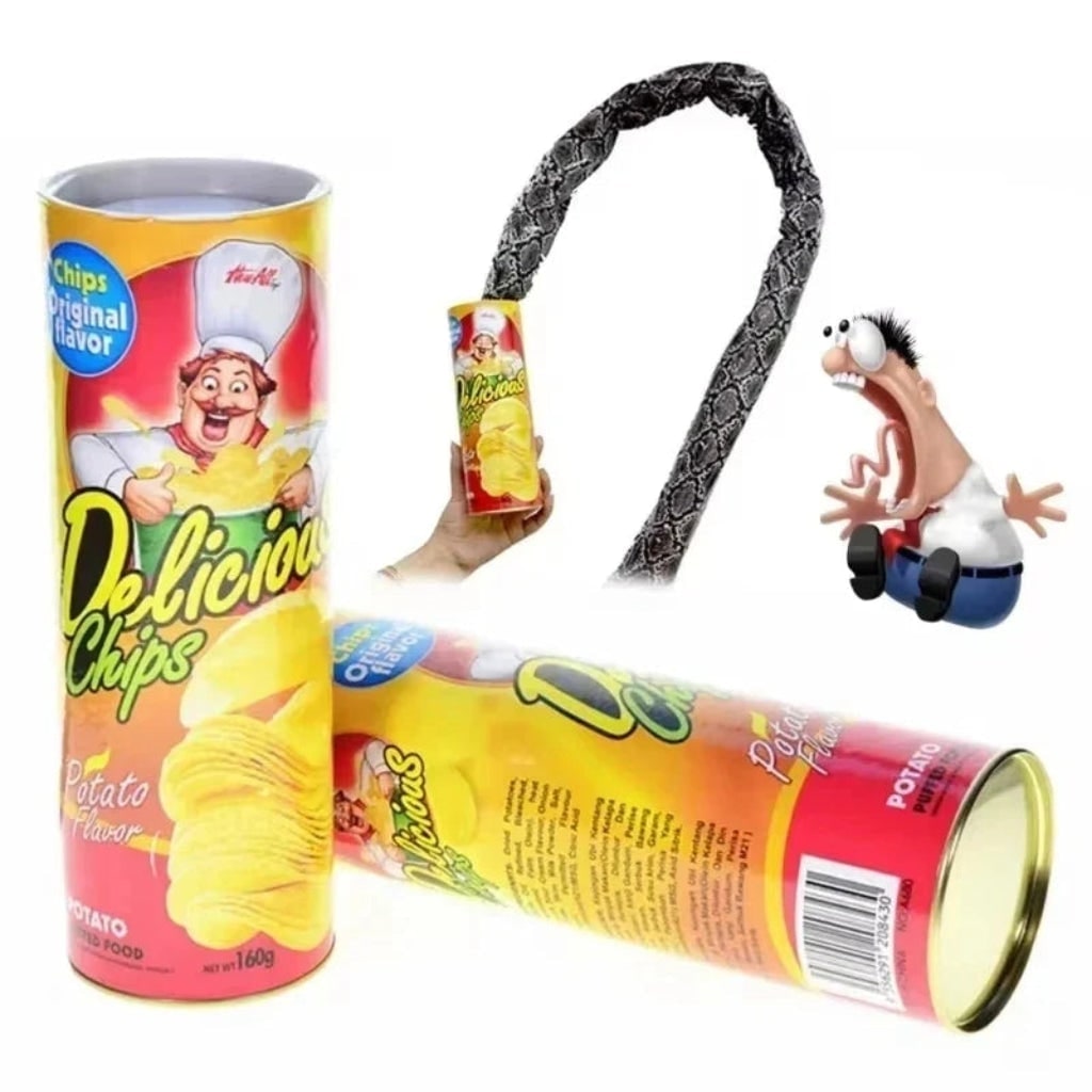 Halloween Fake Prank Snake in a Can Gag Toy with Spring-Loaded Jump and Realistic Snakeskin