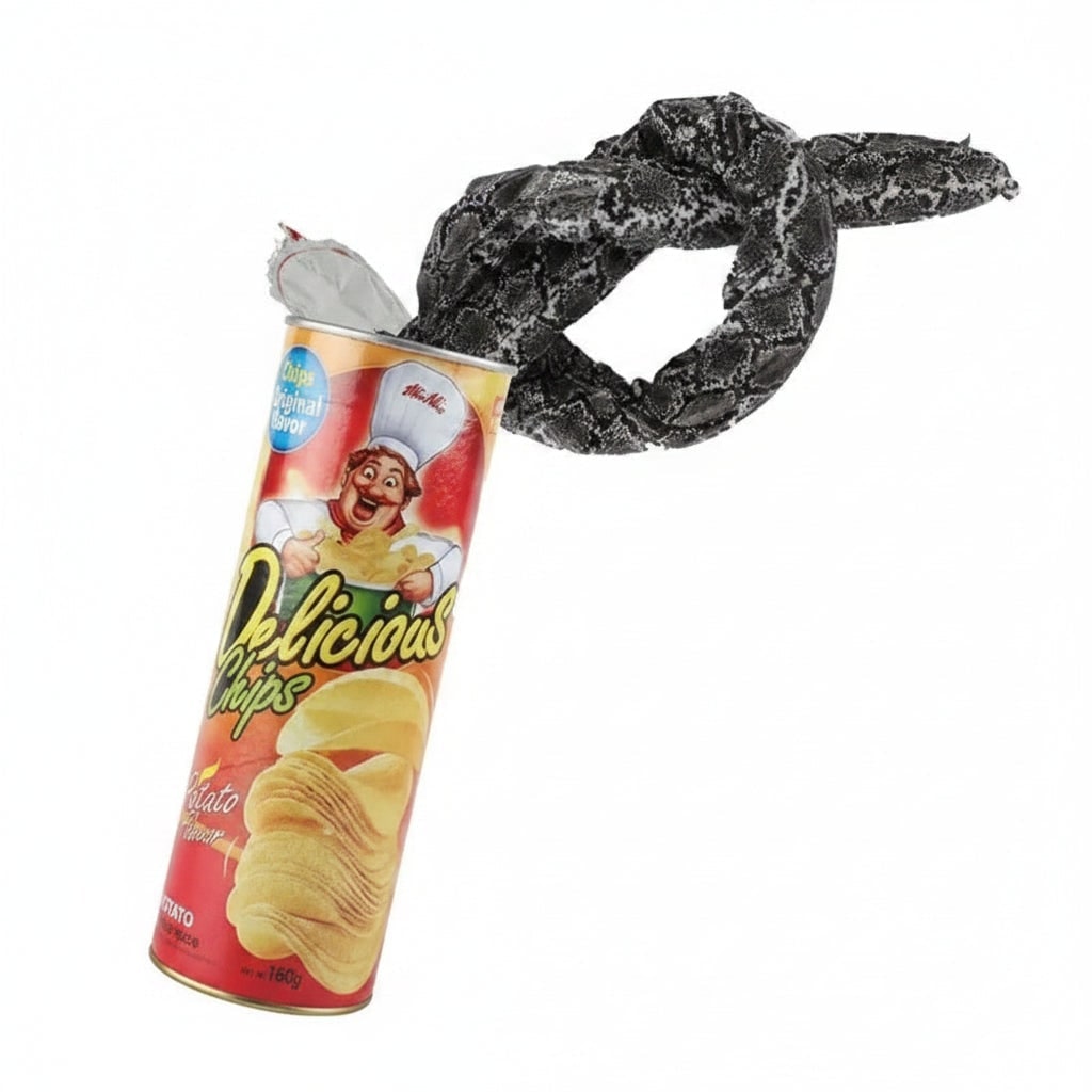 Halloween Fake Prank Snake in a Can Gag Toy with Spring-Loaded Jump and Realistic Snakeskin