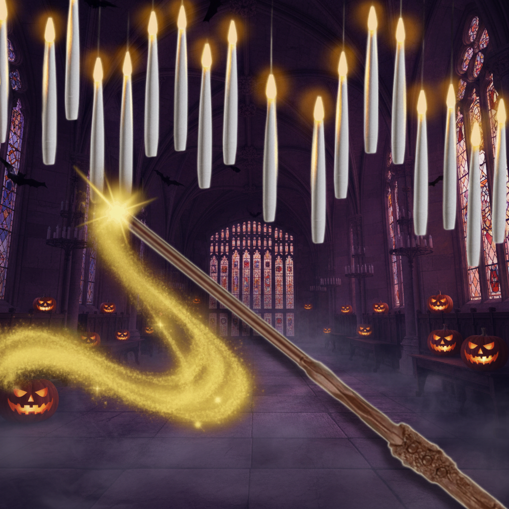 Halloween Flameless LED Taper Candles with Remote Control Battery Operated Floating Hanging