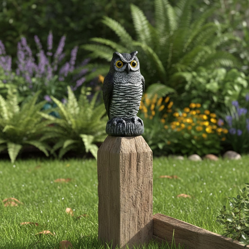 Halloween Garden Owl Statue Decoy with Realistic Design to Scare Birds Away Outdoor Yard Decoration