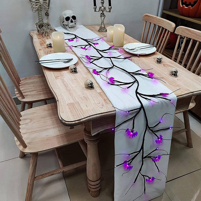 Halloween Garland with Lights LED Twig Battery Operated for Outdoor Mantel Decoration