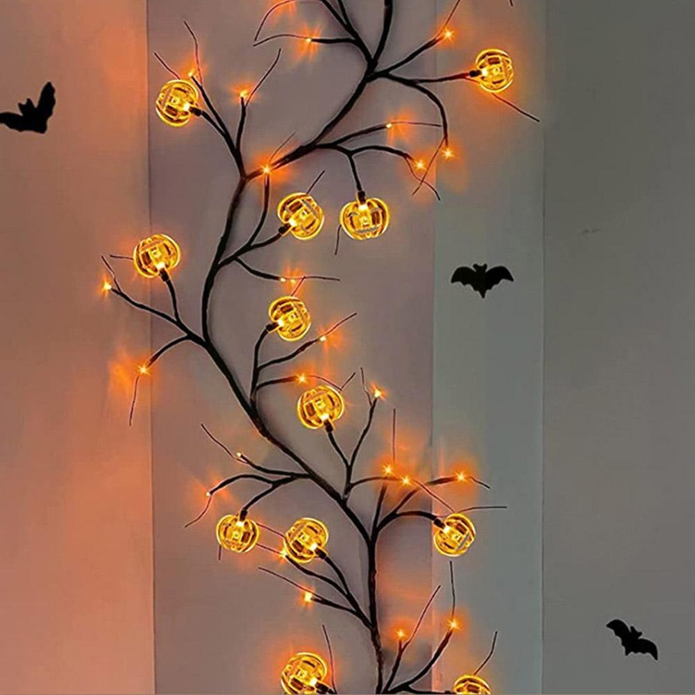 Halloween Garland with Lights LED Twig Battery Operated for Outdoor Mantel Decoration