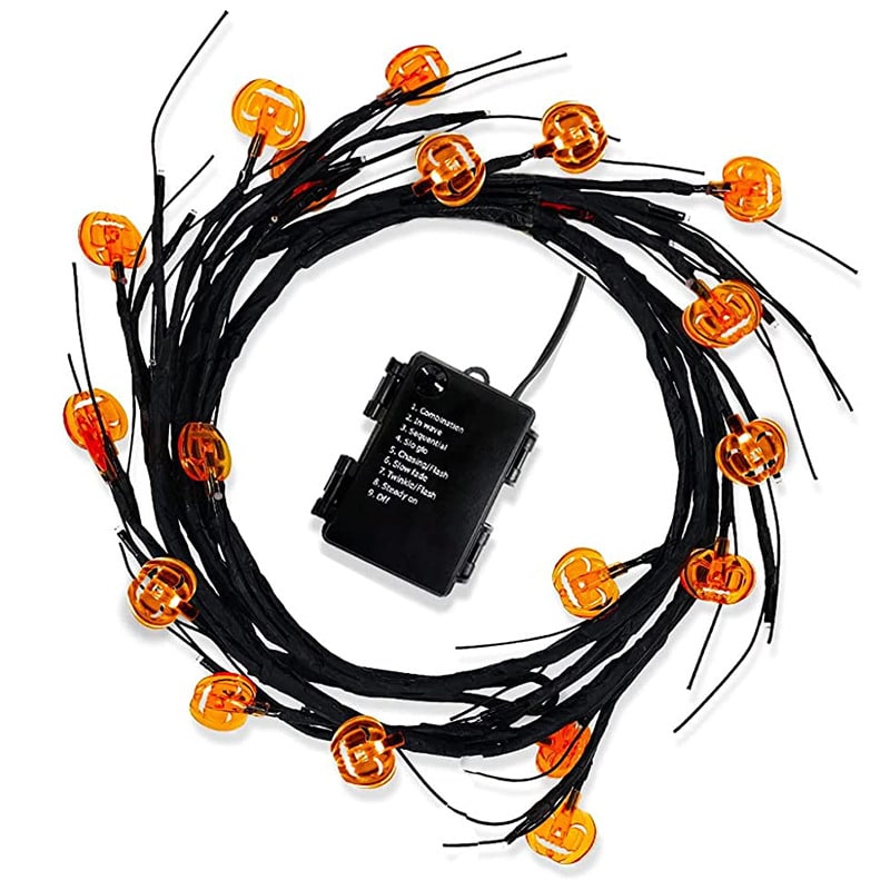 Halloween Garland with Lights LED Twig Battery Operated for Outdoor Mantel Decoration