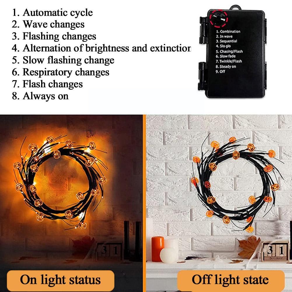 Halloween Garland with Lights LED Twig Battery Operated for Outdoor Mantel Decoration