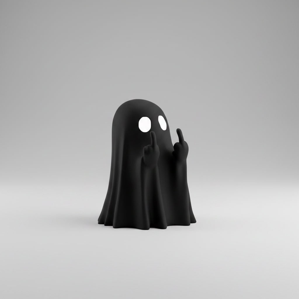 Halloween Ghost Decor Figurine with Middle Finger Gesture Tabletop Decoration Inflatable