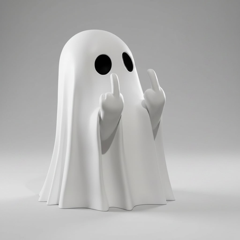 Halloween Ghost Decor Figurine with Middle Finger Gesture Tabletop Decoration Inflatable