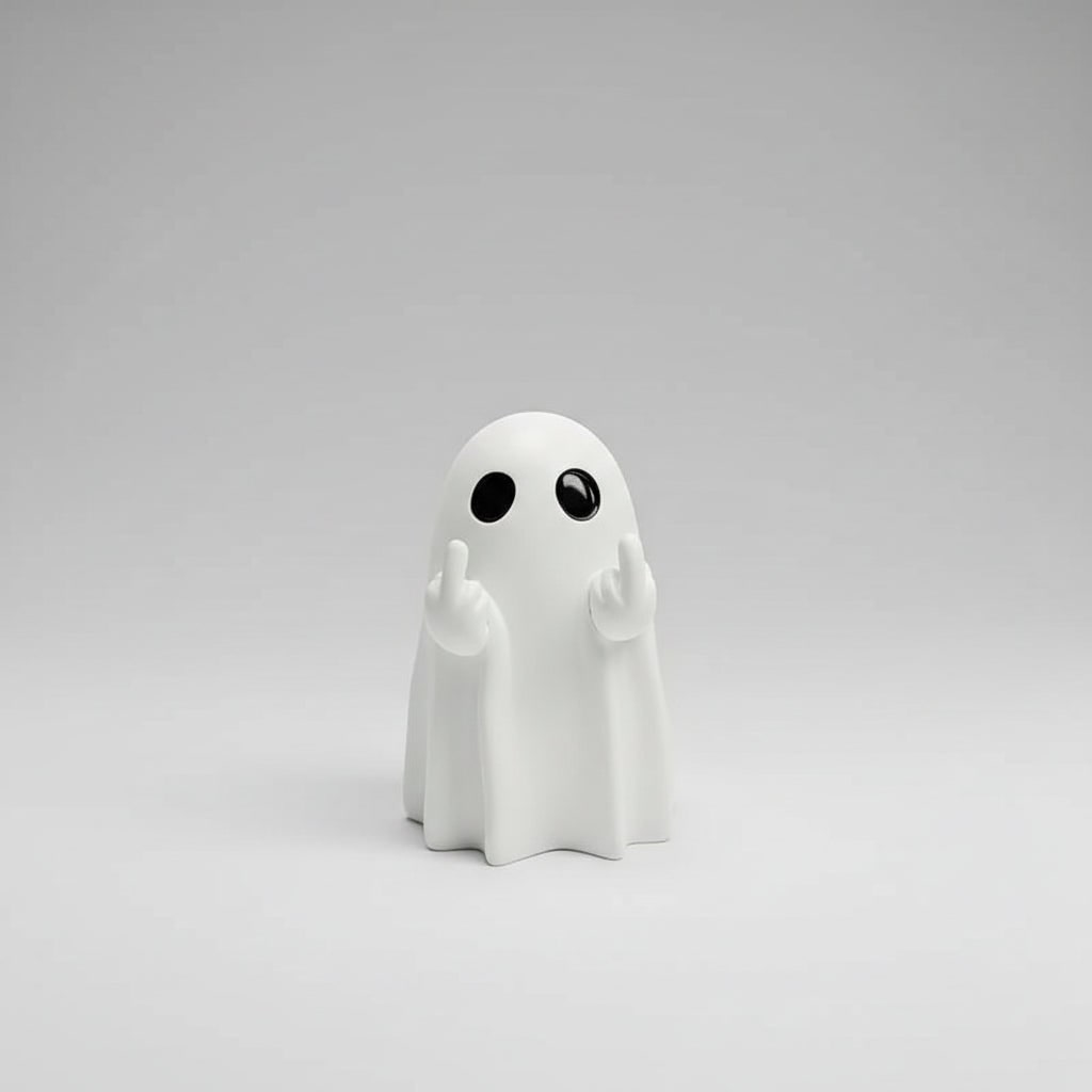 Halloween Ghost Decor Figurine with Middle Finger Gesture Tabletop Decoration Inflatable