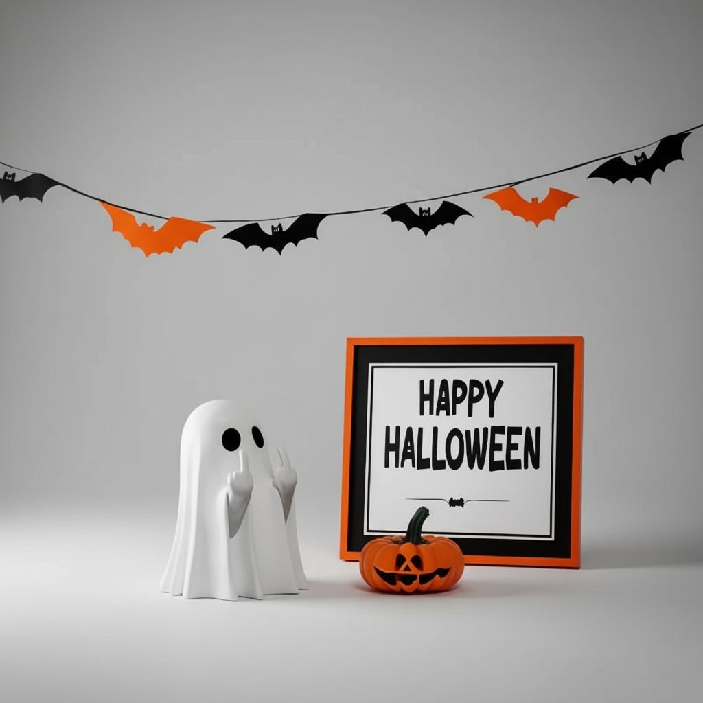Halloween Ghost Decor Figurine with Middle Finger Gesture Tabletop Decoration Inflatable