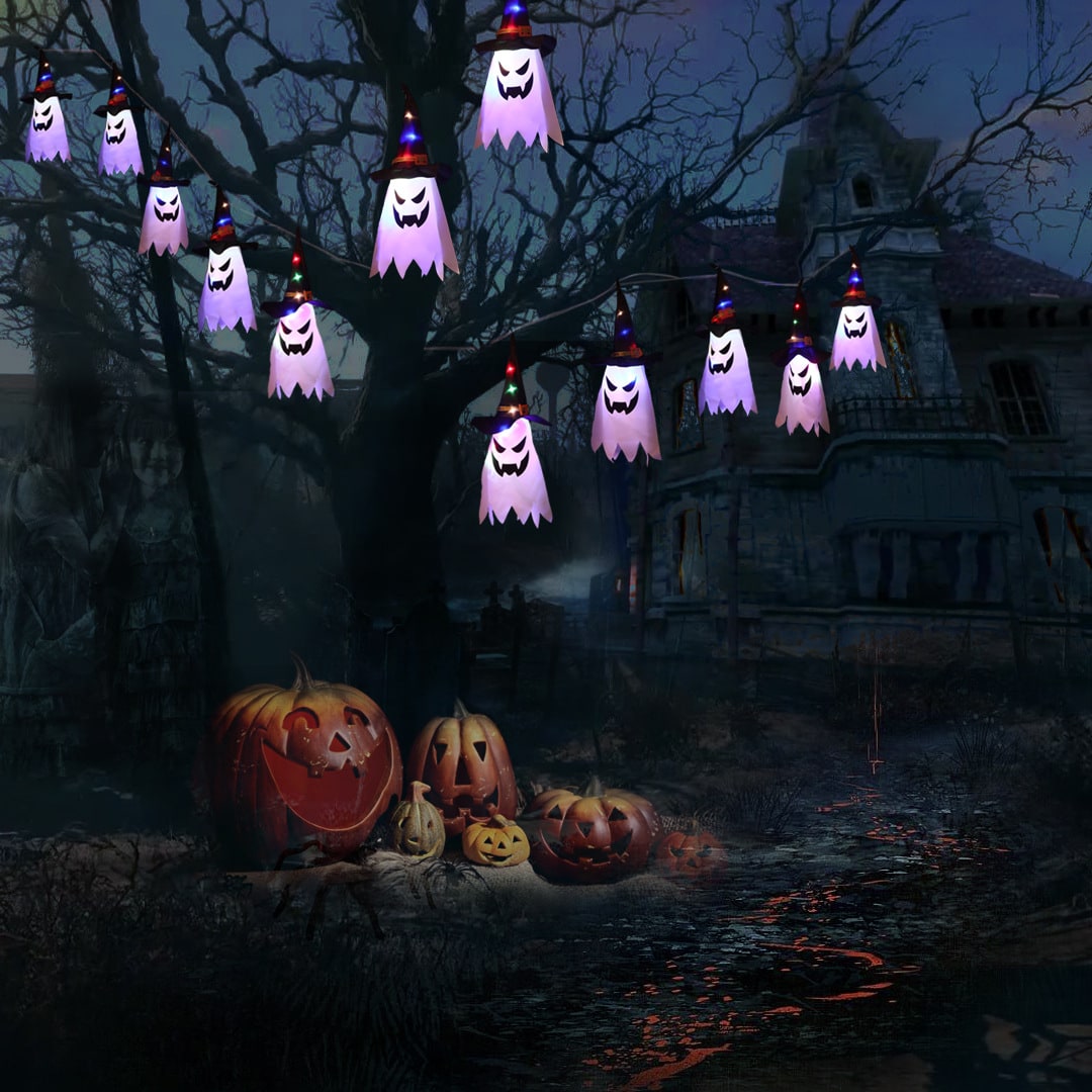 Halloween Ghost Decoration Light with Hanging and LED String for Party Decor