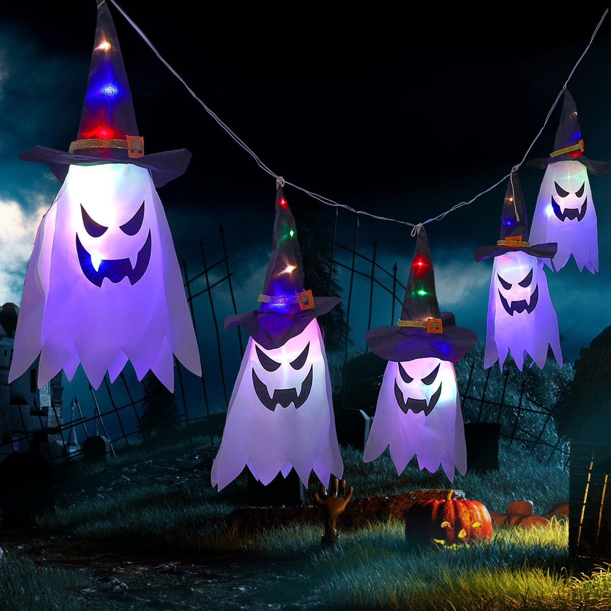 Halloween Ghost Decoration Light with Hanging and LED String for Party Decor