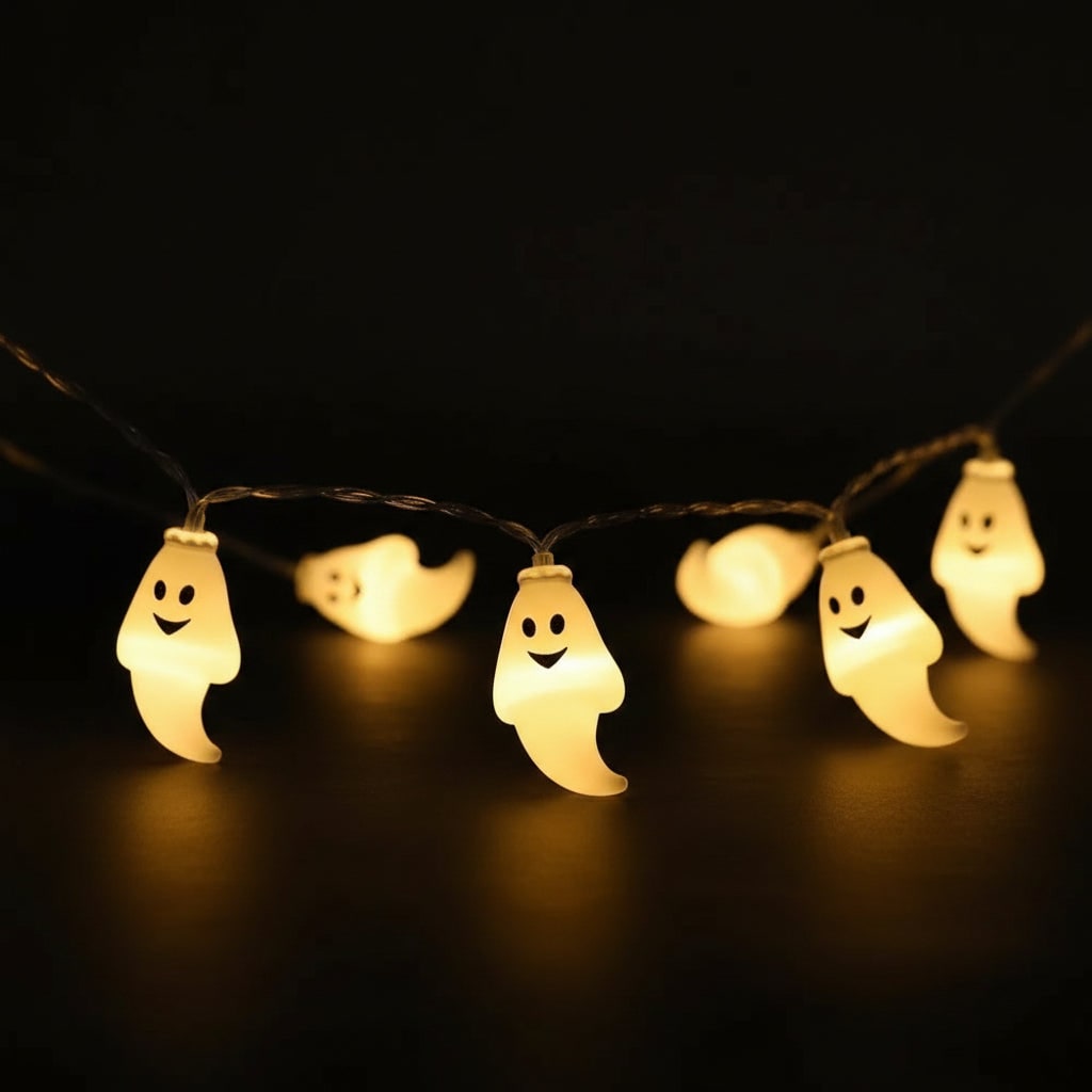 Halloween Ghost String Lights Outdoor Battery Powered LED for Patio and Yard Decoration