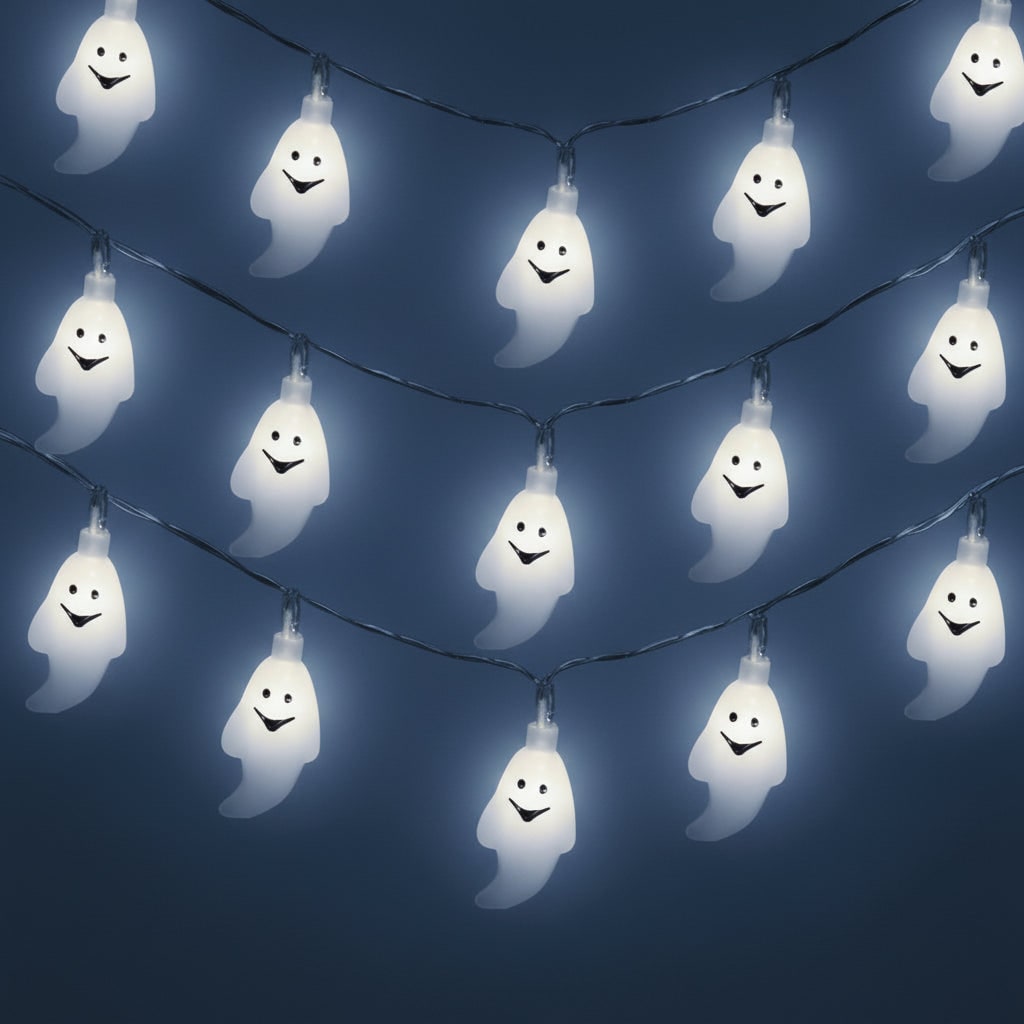 Halloween Ghost String Lights Outdoor Battery Powered LED for Patio and Yard Decoration