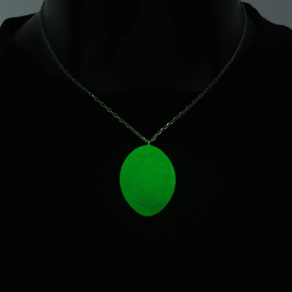 Halloween Green Jade Stone Pendant Necklace Large Charm