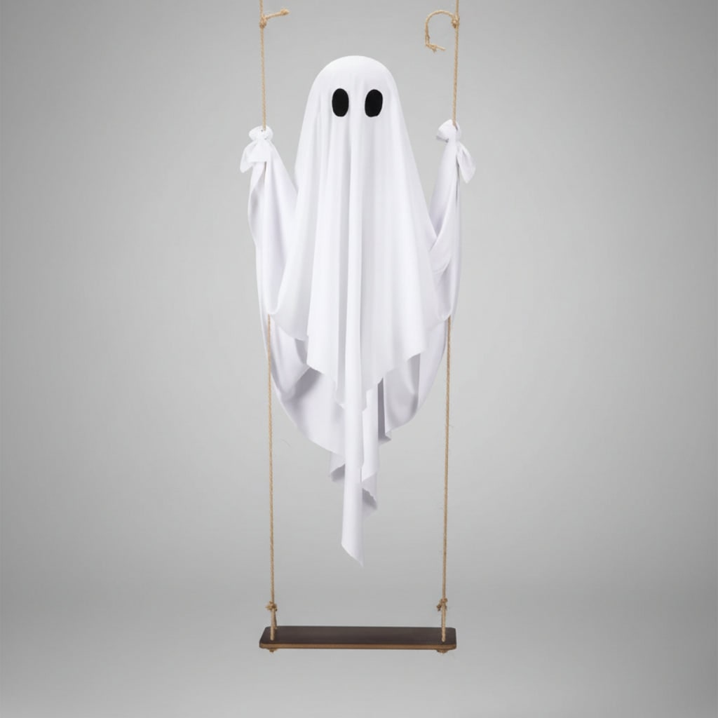 Halloween Hanging Ghost Decoration with LED Light and Swing for Outdoor Yard Party Decor