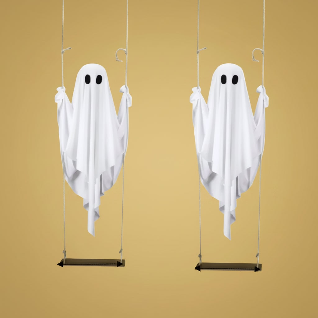 Halloween Hanging Ghost Decoration with LED Light and Swing for Outdoor Yard Party Decor