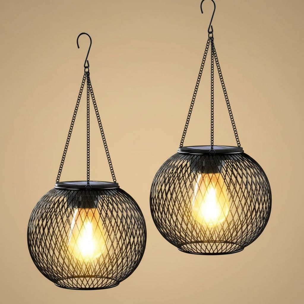Halloween Hanging Solar Lights Outdoor with Powered Lantern and LED Bulb for Yard Decoration