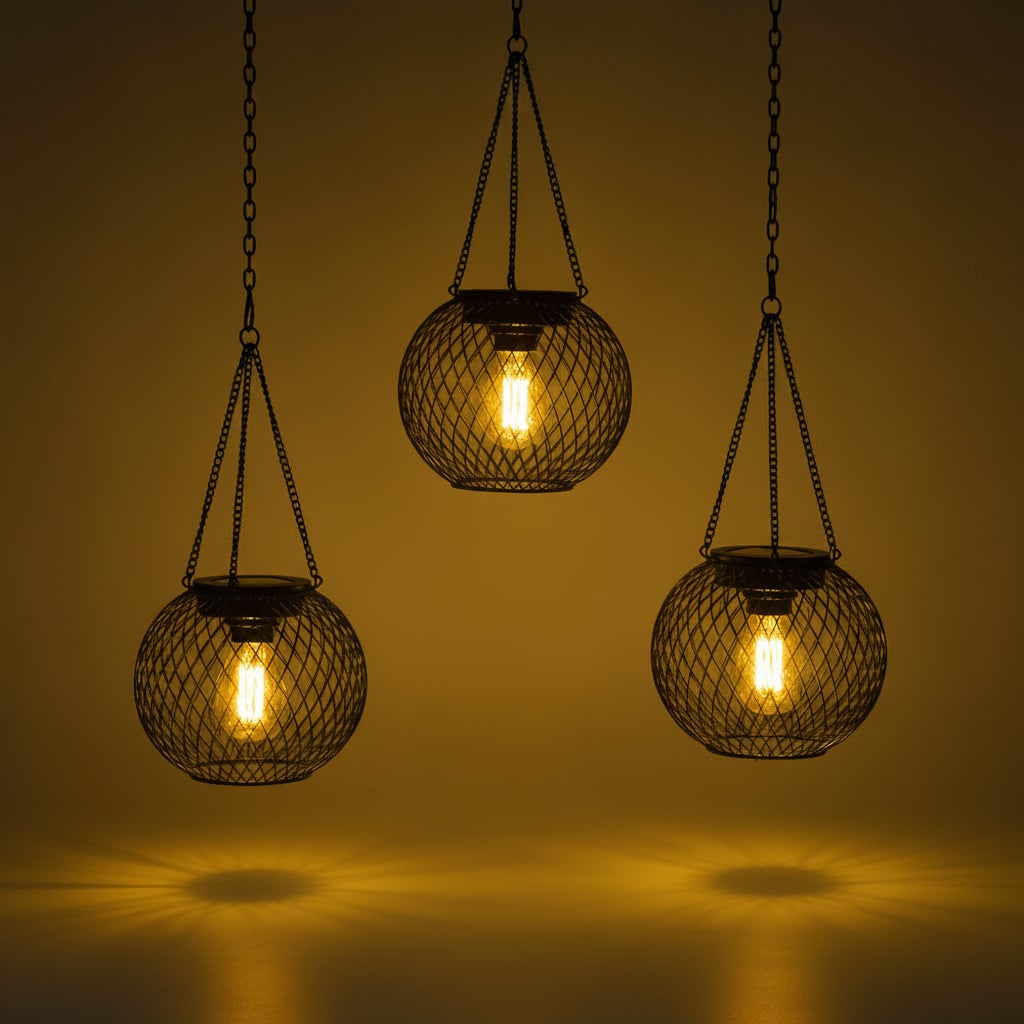 Halloween Hanging Solar Lights Outdoor with Powered Lantern and LED Bulb for Yard Decoration