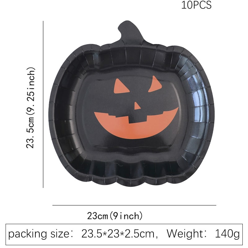 Halloween Heavy Duty Disposable Paper Plates with Pumpkin Jack-O-Lantern Design