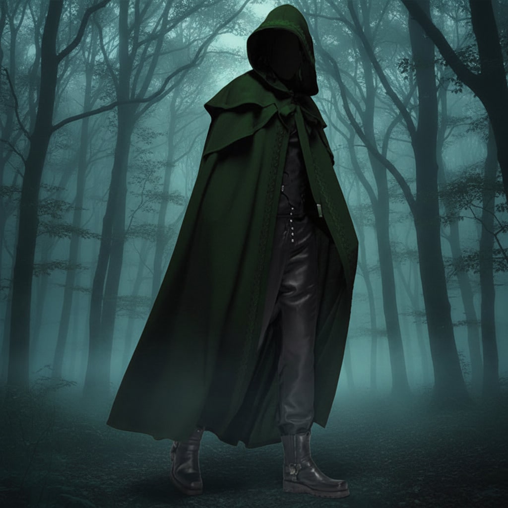 Halloween Hooded Cloak with Cape and Embroidered Trim for Witch Costume Party Red Riding Hood
