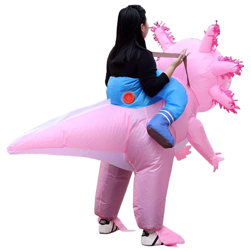 Halloween Inflatable Axolotl Costume with Battery-Operated Fan and Full-Body Design