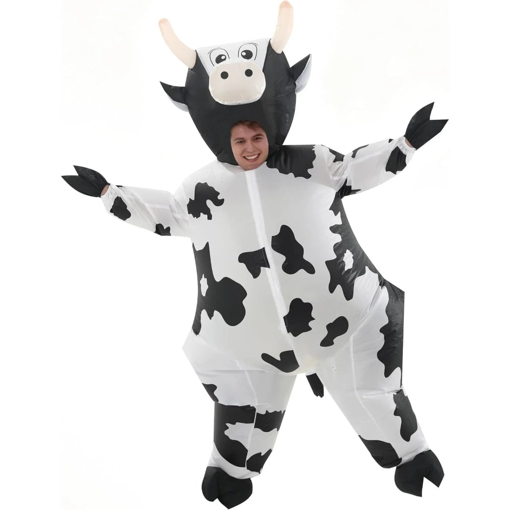 Halloween Inflatable Cow Costume with Blow Up Suit and Animal Design