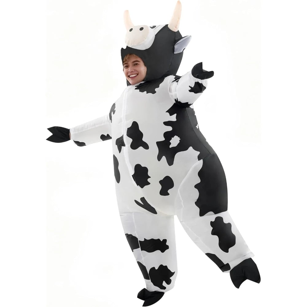 Halloween Inflatable Cow Costume with Blow Up Suit and Animal Design