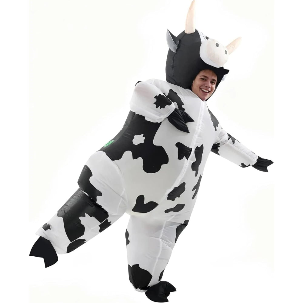 Halloween Inflatable Cow Costume with Blow Up Suit and Animal Design